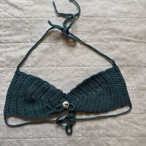 Handmade Crochet Halter Top in Blue